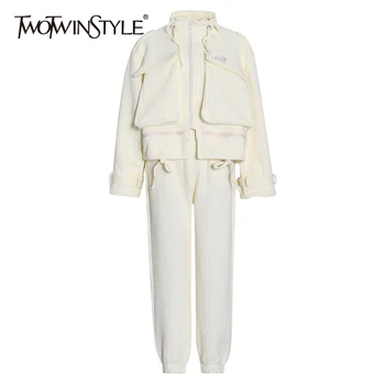 TWOTWINSTYLE Casual Plaid Two Piece Set For Women Turtleneck Long Sleeve Drawstring Jacket High Waist Pants Female Sets 2020 New
TWOTWINSTYLE Casual Plaid Two Piece Set For Women Turtleneck Long Sleeve Drawstring Jacket High Waist Pants Female Sets 2020 New