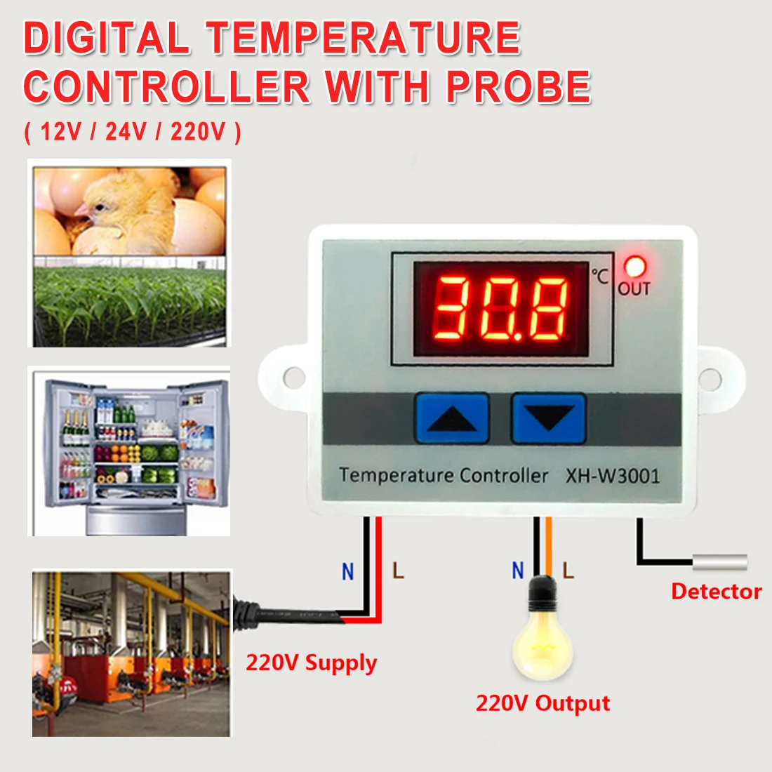 Thermoregulator Sensor LED Digital Control Thermostat Temperature Microcomputer Switch Thermometer 12V/ 24V/ 220V -50~110C
Thermoregulator Sensor LED Digital Control Thermostat Temperature Microcomputer Switch Thermometer 12V/ 24V/ 220V -50~110C