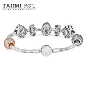 FAHMI Style European Fashion 925 Classic Silver Charm Bracelet With Glass Beads Bracelets for Women Original DIY Jewelry Gift 
FAHMI Style European Fashion 925 Classic Silver Charm Bracelet With Glass Beads Bracelets for Women Original DIY Jewelry Gift