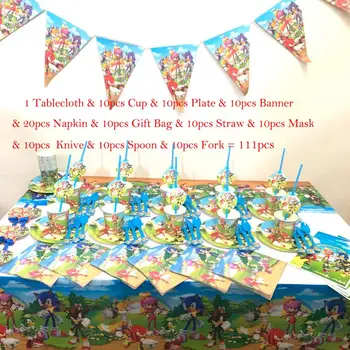 111pcs/lot Sonic the Hedgehog Theme Boys Birthday Party Disposable Decoration Supplies Paper Plate Gift Bag Napkin Flag Supplies
111pcs/lot Sonic the Hedgehog Theme Boys Birthday Party Disposable Decoration Supplies Paper Plate Gift Bag Napkin Flag Supplies