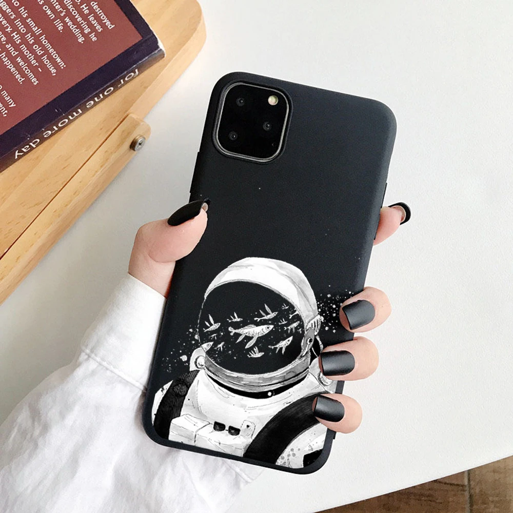 Чехол из мягкого ТПУ для iPhone матовый чехол с изображением космонавта и свинки XR XS