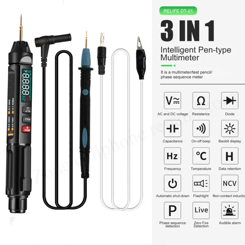 DT-01 3 in 1 pen style multimeter test pencil phase sequence meter sharp gold needle intelligent pen multimeter for Phone repair
DT-01 3 in 1 pen style multimeter test pencil phase sequence meter sharp gold needle intelligent pen multimeter for Phone repair