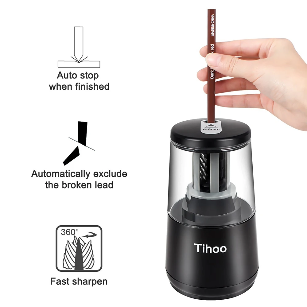 Tihoo Black White Stationery Electric Pencil Sharpener Battery Automatic Heavy Duty For Children Mechanical
Tihoo Black White Stationery Electric Pencil Sharpener Battery Automatic Heavy Duty For Children Mechanical