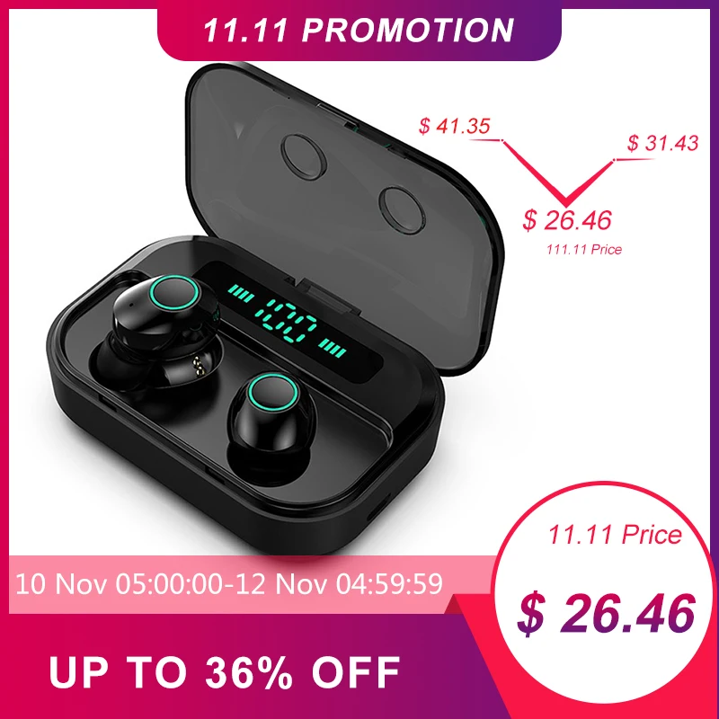 M7 IPX7 Waterproof Earphone Swimming Headphone 8D Stereo Cordless Earbuds Headsets TWS Bluetooth Earphone + 3600mAh Charger Box
M7 IPX7 Waterproof Earphone Swimming Headphone 8D Stereo Cordless Earbuds Headsets TWS Bluetooth Earphone + 3600mAh Charger Box