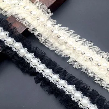 3Yds 40mm Embroidered Lace Trim Ribbon Ruffle Pleated Pearl Beaded Fabric Sewing Supplies Craft Handmade DIY Costume Dress 
3Yds 40mm Embroidered Lace Trim Ribbon Ruffle Pleated Pearl Beaded Fabric Sewing Supplies Craft Handmade DIY Costume Dress