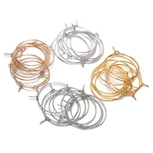 20-50pcs/lot 20 25 30 35 mm KC Gold Hoops Earrings Big Circle Ear Wire Hoops Earrings Wires For DIY Jewelry Making Supplies