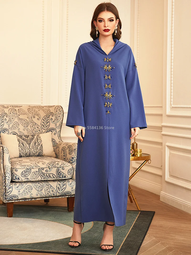 Марокканский кафтан с капюшоном платье для женщин Luruxy ручной вышивки работы со