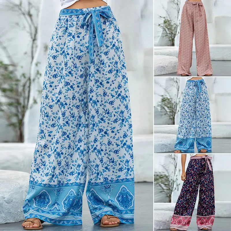 2020 NEW Summer Women Long Pants Loose Floral Boho Print Drawstring Lace Up Beach Pants Female Loose Holiday Loose Trousers
2020 NEW Summer Women Long Pants Loose Floral Boho Print Drawstring Lace Up Beach Pants Female Loose Holiday Loose Trousers