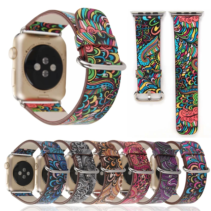 Chinoiserie Colorful Leather band for Apple Watch band Series 5/3/2/1 Sport Bracelet 42mm 44mm 40mm 38mm Strap For iwatch 4 band
Chinoiserie Colorful Leather band for Apple Watch band Series 5/3/2/1 Sport Bracelet 42mm 44mm 40mm 38mm Strap For iwatch 4 band