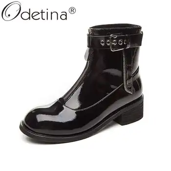 Odetina Women Fashion Front Zipper Patent Leather Rivet Ankel Boots Lady Retro Cow Leather Block Mid Heel Round Toe Short Boots
Odetina Women Fashion Front Zipper Patent Leather Rivet Ankel Boots Lady Retro Cow Leather Block Mid Heel Round Toe Short Boots