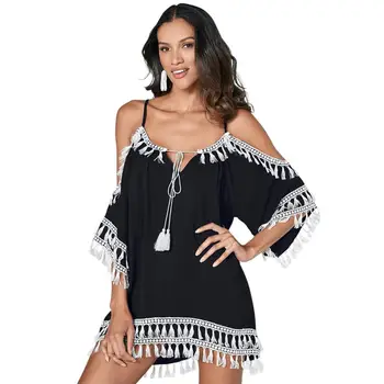 Brand New 2019 Beach Bikini Cover Up Tassel Tie V Neck Summer Swimsuit Cover Up Sexy Backless Half Sleeves Beach Dress
Brand New 2019 Beach Bikini Cover Up Tassel Tie V Neck Summer Swimsuit Cover Up Sexy Backless Half Sleeves Beach Dress