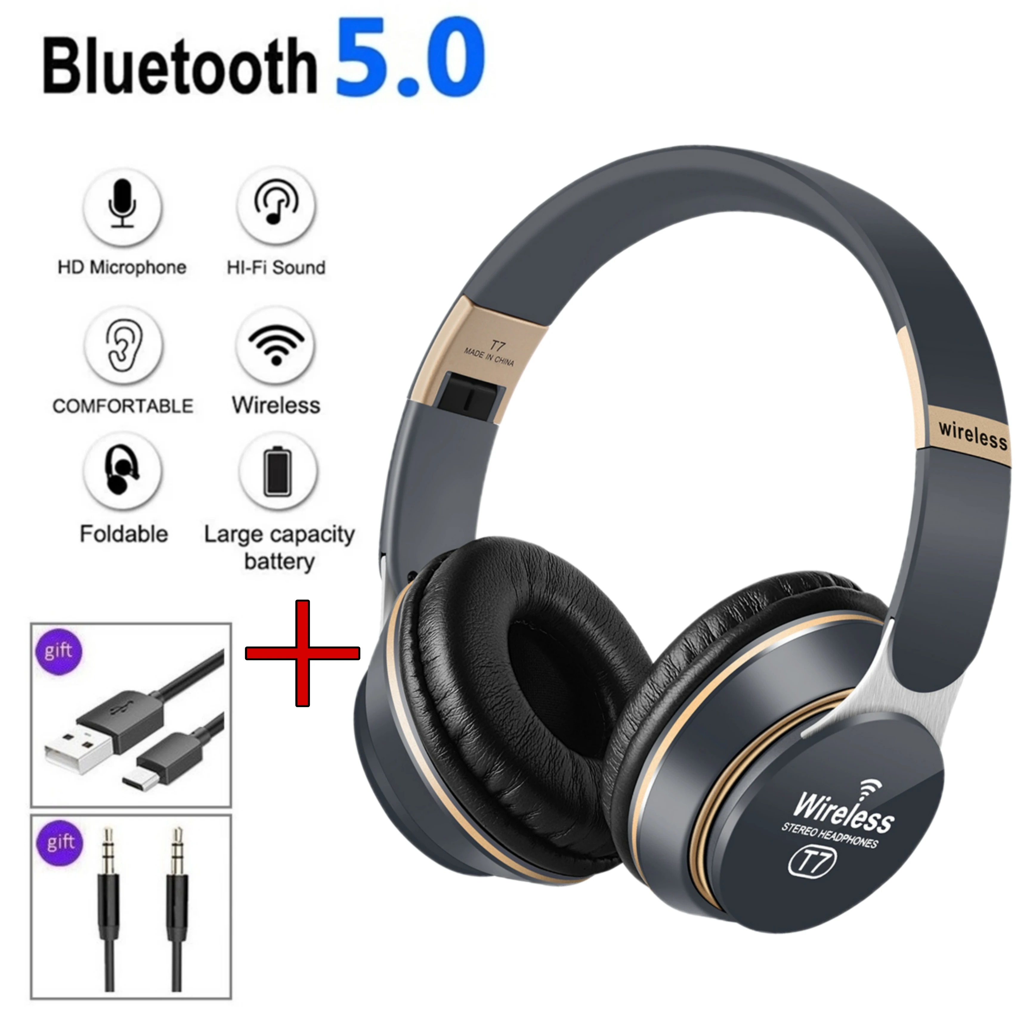 Hi-Fi беспроводные наушники 3D стерео Bluetooth-гарнитура складные Игровые с микрофоном