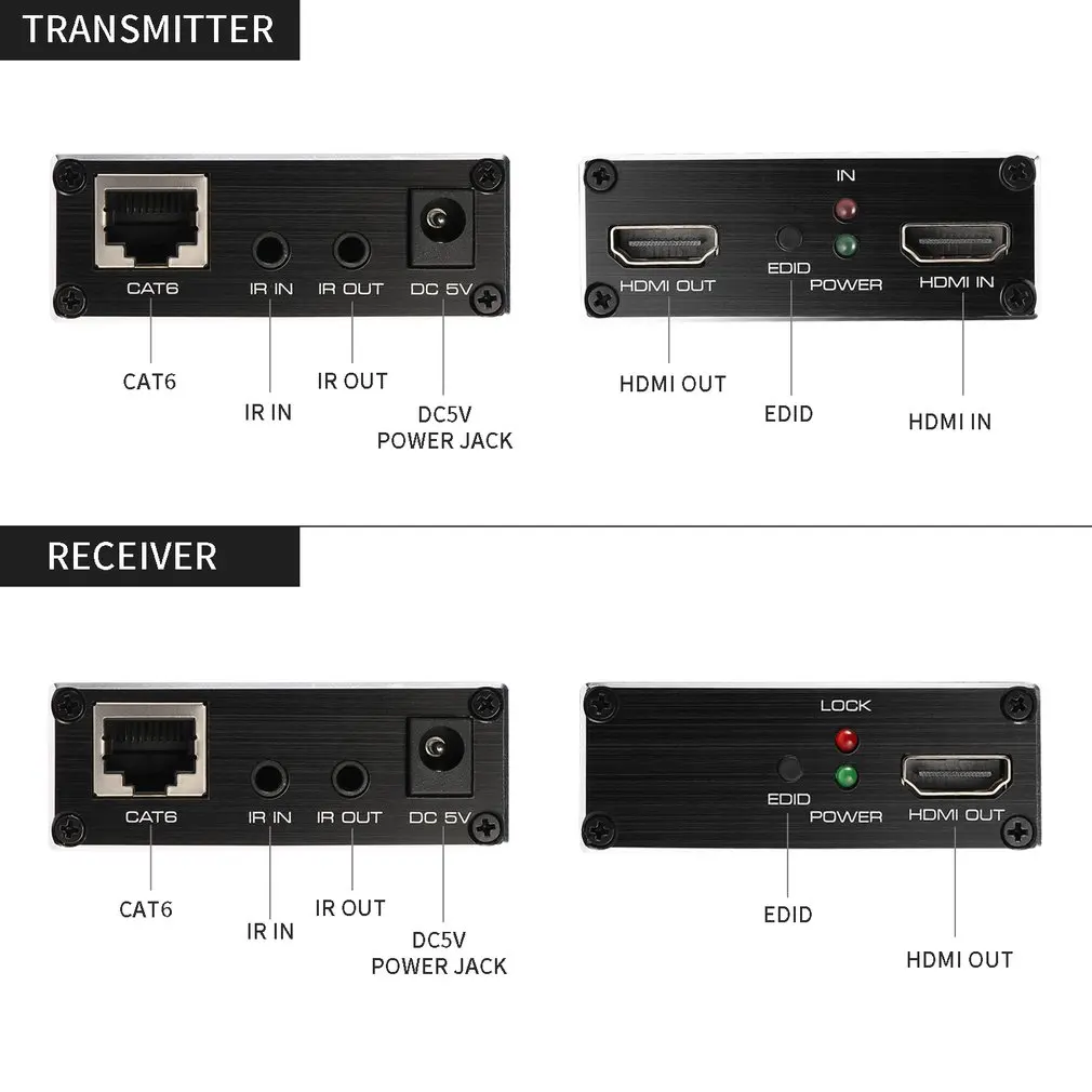 LESHP 60m/200ft HDMI Extender Transmitter and Receiver Set Bi-directional IR 3D HDMI Loop Out with Dual IR Control
LESHP 60m/200ft HDMI Extender Transmitter and Receiver Set Bi-directional IR 3D HDMI Loop Out with Dual IR Control