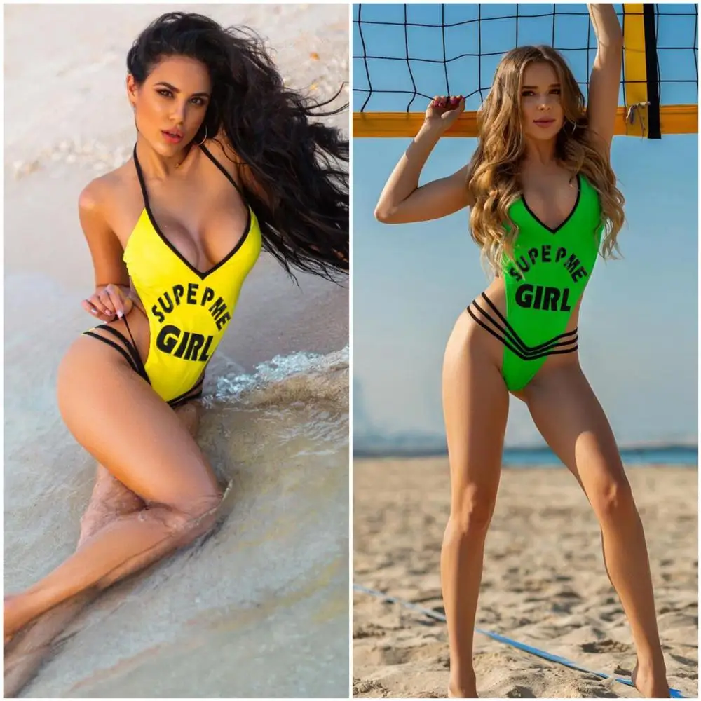 Trikini Monokini Swimwear Women One Piece Swimsuit Corta Vento Letter Sexy Swiming Suit Green Yellow Pathing Wear 2020 Bikini
Trikini Monokini Swimwear Women One Piece Swimsuit Corta Vento Letter Sexy Swiming Suit Green Yellow Pathing Wear 2020 Bikini