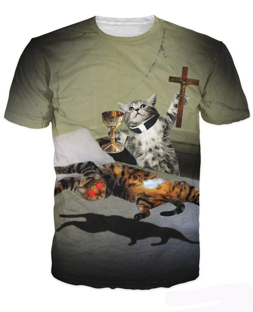 Pussessed T-Shirt Power Of Cats Compel Kitties Exorcism Fun 3d Print T Shirt Summer Style Tees Women/Men Crewneck Tops
Pussessed T-Shirt Power Of Cats Compel Kitties Exorcism Fun 3d Print T Shirt Summer Style Tees Women/Men Crewneck Tops