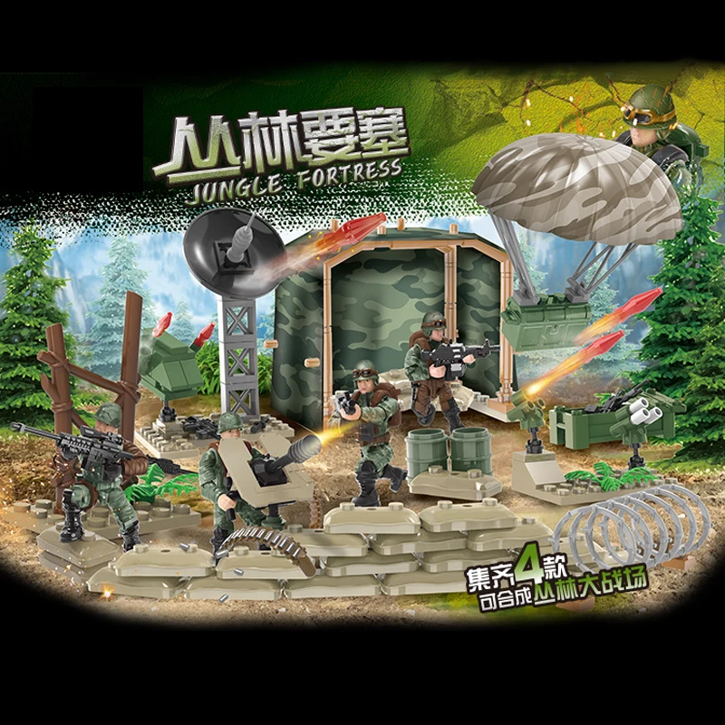 Modern military scenes Mega building block Jungle stronghold action figures weapon Parachute Radar bricks toys for boys gifts
Modern military scenes Mega building block Jungle stronghold action figures weapon Parachute Radar bricks toys for boys gifts