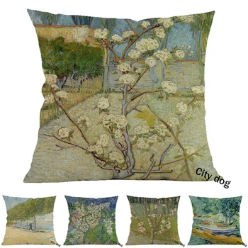 

Apricot Trees in Blossom Painting art Cotton and linen square 45*45cm pillow case Cushion cover Home sofa pillowcase Decor