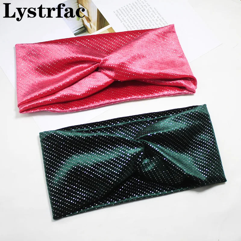 

Lystrfac 2020 New Velvet Rhinestone Cross Knot Headbands for Women Girls Wide Headwear Elastic Bandanas Hair Accessories