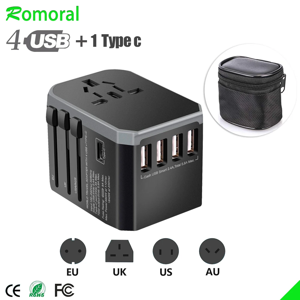 4USB Universal Travel adapter Type C universal power adapter for travel Plugs Converter for EU US UK AU travel charger
4USB Universal Travel adapter Type C universal power adapter for travel Plugs Converter for EU US UK AU travel charger
