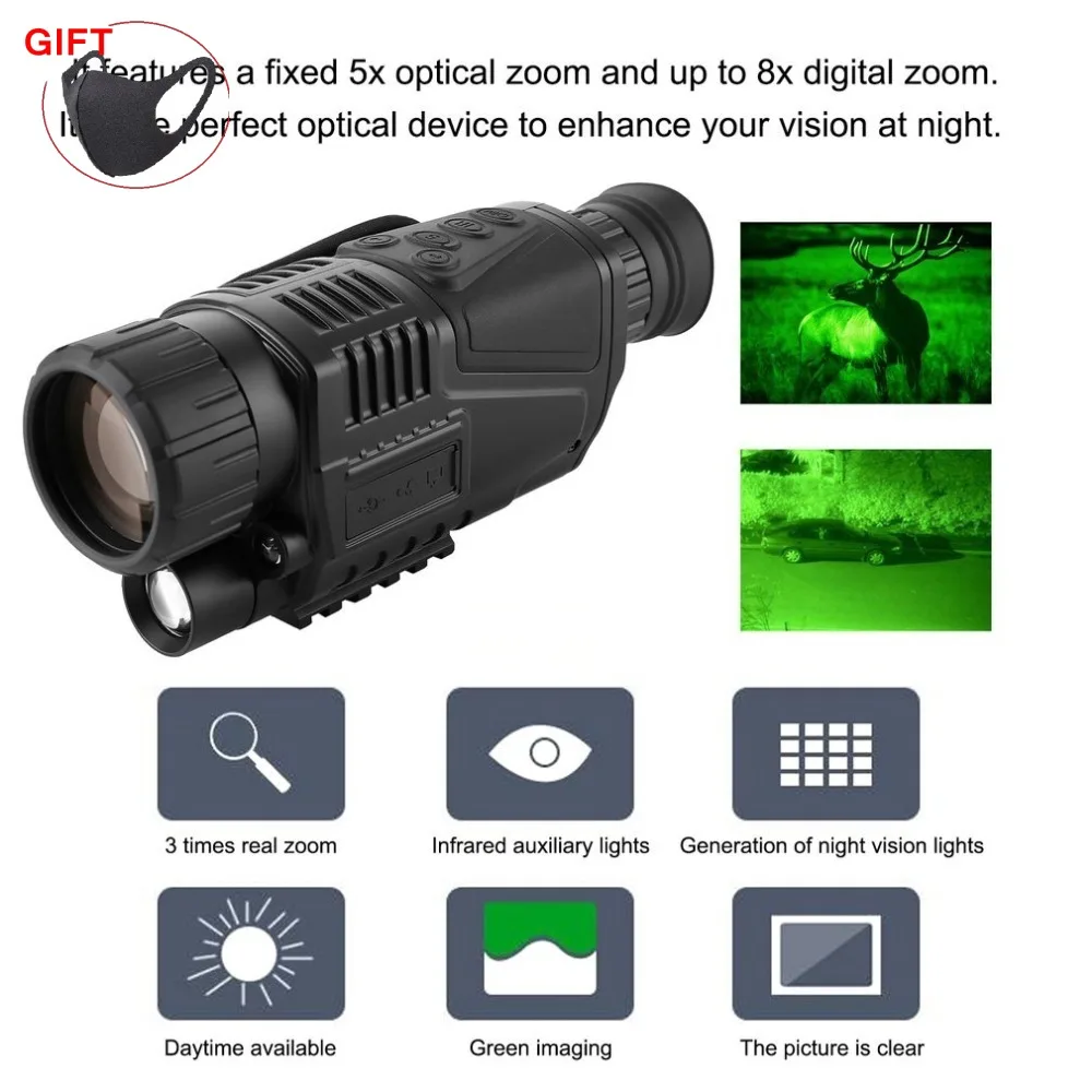 Night Vision Monocular Telescope Image Video Recording 8X Digital Zoom Infrared Digital Dual Use Day & Night Hunting Device
Night Vision Monocular Telescope Image Video Recording 8X Digital Zoom Infrared Digital Dual Use Day & Night Hunting Device