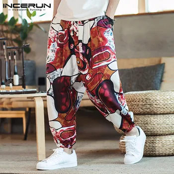 INCERUN Men Printed Harem Pants Joggers Drawstring Drop-Crotch Trousers Men 2020 Loose Cotton Linen Casual Thai Pants Streetwear
INCERUN Men Printed Harem Pants Joggers Drawstring Drop-Crotch Trousers Men 2020 Loose Cotton Linen Casual Thai Pants Streetwear