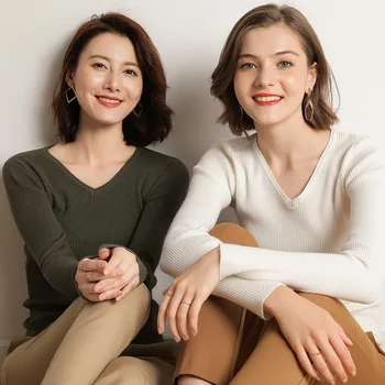 2019 V Collar Sweater Female Korean Version Of The Pullover Long-Sleeved Autumn And Winter Knit Bottoming Slim Tight Sweaters
2019 V Collar Sweater Female Korean Version Of The Pullover Long-Sleeved Autumn And Winter Knit Bottoming Slim Tight Sweaters