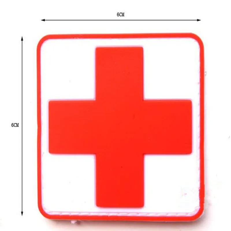 2 x First Aid Red Cross Embroidered Hook & Loop Patch Badge White and Black 