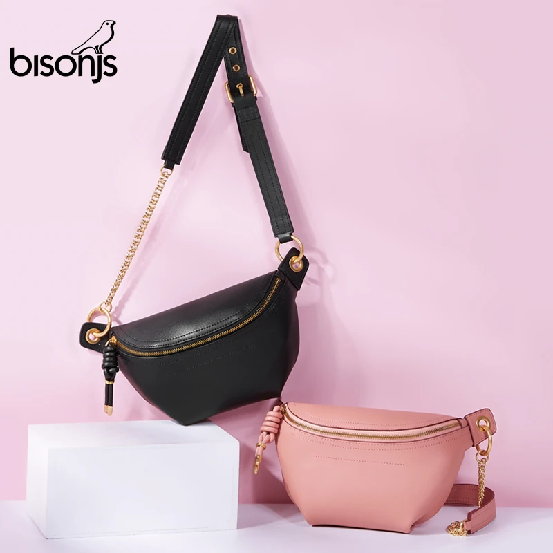 BISONJS Leather Female Shoulder Bag Multifunctional Chect Fanny Pack Women Fashion Waist Belt Bag B1818 
BISONJS Leather Female Shoulder Bag Multifunctional Chect Fanny Pack Women Fashion Waist Belt Bag B1818
