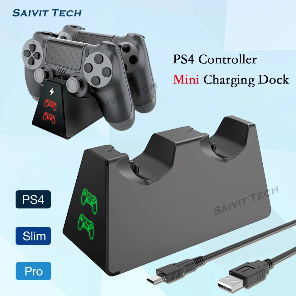 

Mini Fast Charging Dock Dual Controllers Charger Station Gamepad Stand Holder Base for Sony PlayStation 4 PS4/Pro/Slim