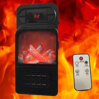 Digital Display 900W Flame Heater Fan Remote Control Electric Heating Warmer
