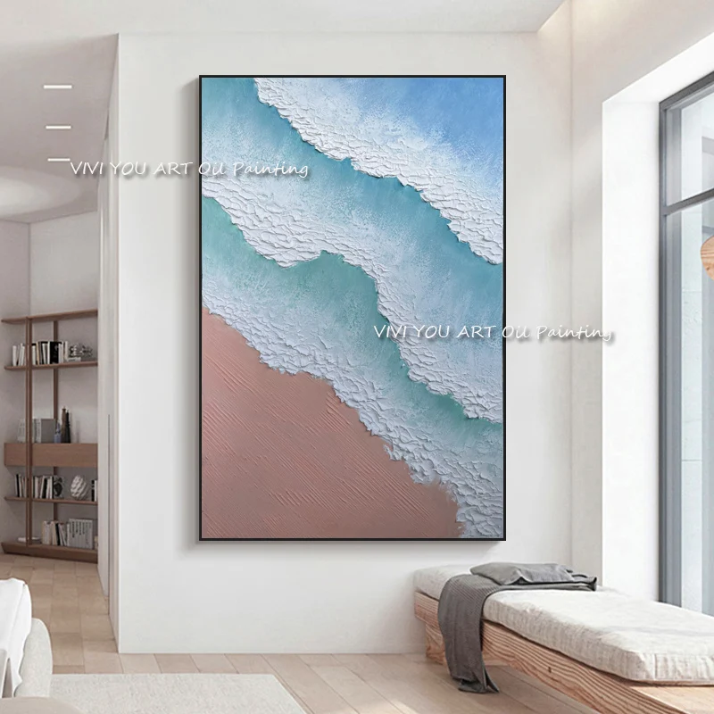 The Nature Sea Waves Beach View Blue New Corridor Handmade Oil Painting On Canvas Best Wall Art Pictures For Office Decoration 
The Nature Sea Waves Beach View Blue New Corridor Handmade Oil Painting On Canvas Best Wall Art Pictures For Office Decoration