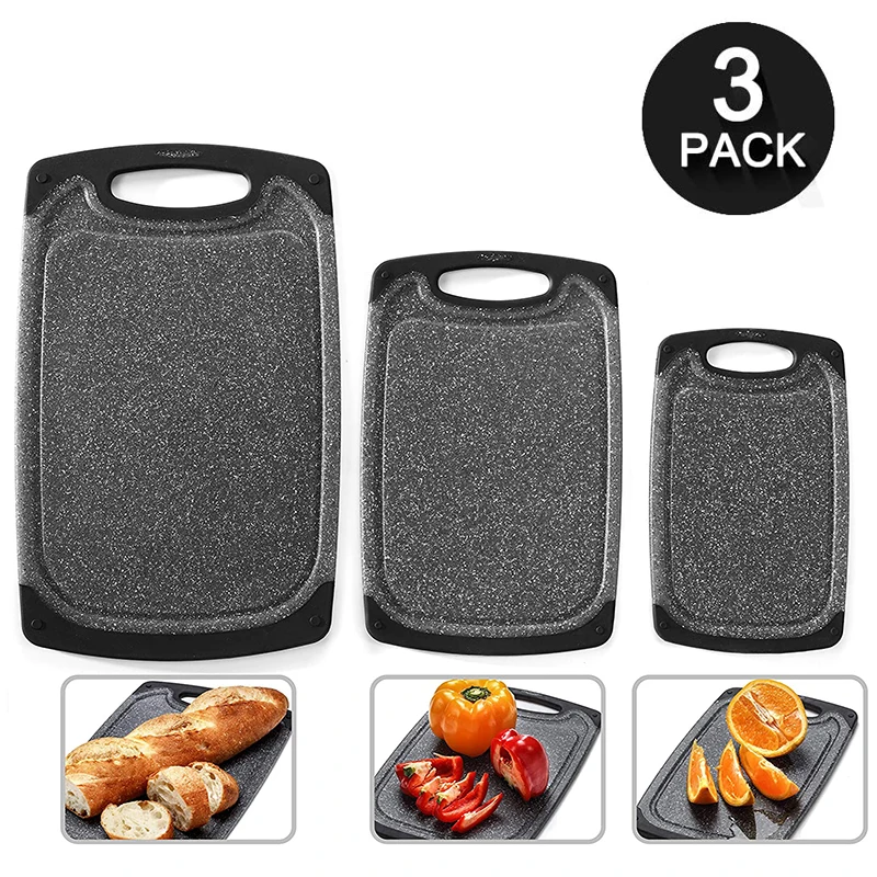 Cutting Board Set for Kitchen Multiple 3-Sizes Chopping Boards BPA Juice Grooves, Easy Grip Handle Black Cutting Boards
Cutting Board Set for Kitchen Multiple 3-Sizes Chopping Boards BPA Juice Grooves, Easy Grip Handle Black Cutting Boards
