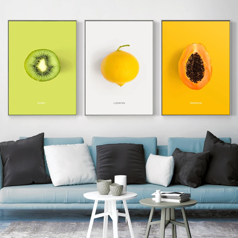 Fashion Lemon Orange Fruit Print Canvas Paintings Kitchen Decor Nordic Posters Minimalist Wall Art Pictures | Дом и сад