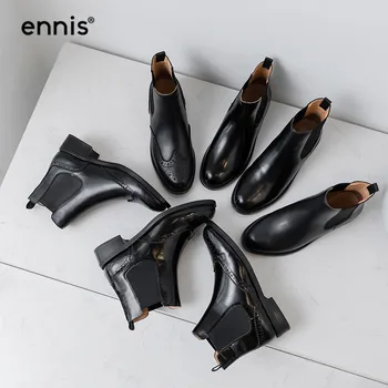 ENNIS Brand Black Brogues Women Boots Genuine Leather Chelsea Boots Patent Ankle Boots Flat Shoes Female Fashion Autumn A9336
ENNIS Brand Black Brogues Women Boots Genuine Leather Chelsea Boots Patent Ankle Boots Flat Shoes Female Fashion Autumn A9336