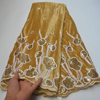 (5yards/pc) High quality soft and smooth African velvet lace fabric in gold with sequins embroidery for party dress VLP009
(5yards/pc) High quality soft and smooth African velvet lace fabric in gold with sequins embroidery for party dress VLP009