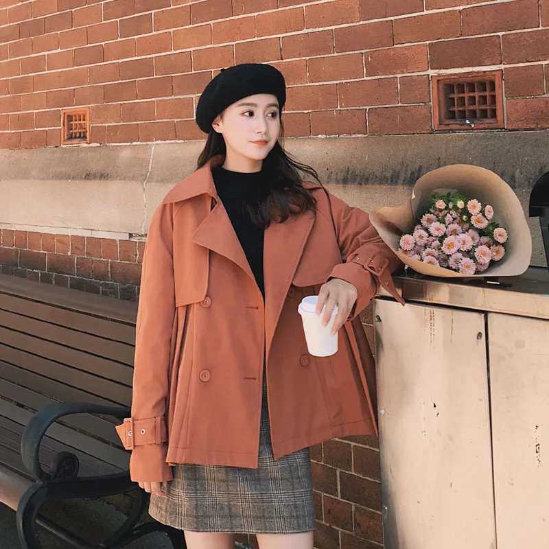 South Korea Spring Special Creased Back Short Coat Women's 2019 New Style College Style Double Breasted Short Jacket
South Korea Spring Special Creased Back Short Coat Women's 2019 New Style College Style Double Breasted Short Jacket