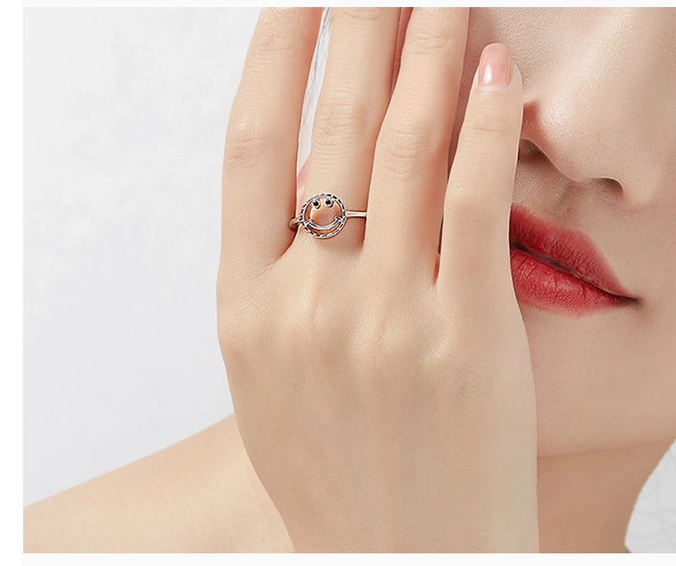 SILVERHOO Sterling Silver Rings 925 Smiley Face Hollow Women Ring Adjustable Style Fine Jewelry Girlfriend Gift The New Listing SILVERHOO Sterling Silver Rings 925 Smiley Face Hollow Women Ring Adjustable Style Fine Jewelry Girlfriend Gift The New Listing