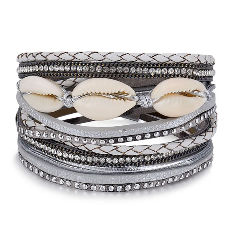 New Shell Leather Bracelets for Women Multiple Layers Charm Wide Wrap Silver Bracelets & Bangles 2019 Fashion Friendship Jewelry
New Shell Leather Bracelets for Women Multiple Layers Charm Wide Wrap Silver Bracelets & Bangles 2019 Fashion Friendship Jewelry