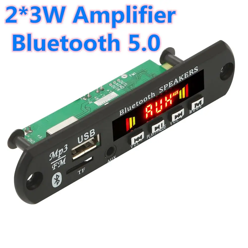 2*3W Amplifier Bluetooth 5.0 MP3 Player Decoder Board 5V 12V Car FM Radio Module Support FM TF USB AUX Handsfree Call Record
2*3W Amplifier Bluetooth 5.0 MP3 Player Decoder Board 5V 12V Car FM Radio Module Support FM TF USB AUX Handsfree Call Record