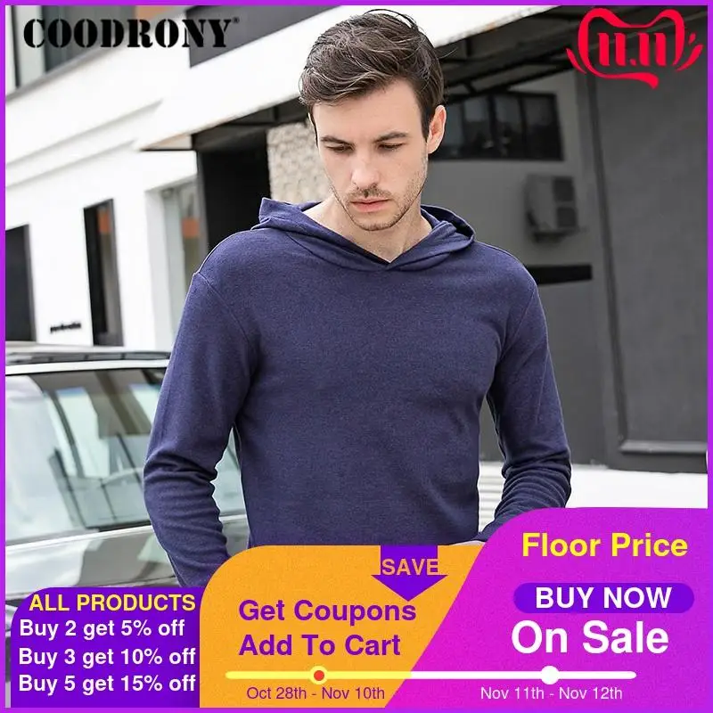 

COODRONY Brand T Shirt Men Fashion Casual Hooded T-shirt Men Cotton Tee Shirt Homme Spring Autumn Bottoming Shirt Clothes C5001