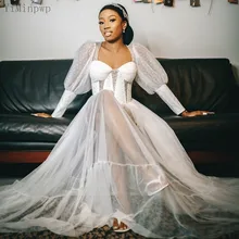 YiMinpwp Bride Wedding Dress Robes Puffy Long Sleeve Hollow Back A Line Floor Length Illlusion Bodice Beads Wedding Bridal Gown
YiMinpwp Bride Wedding Dress Robes Puffy Long Sleeve Hollow Back A Line Floor Length Illlusion Bodice Beads Wedding Bridal Gown