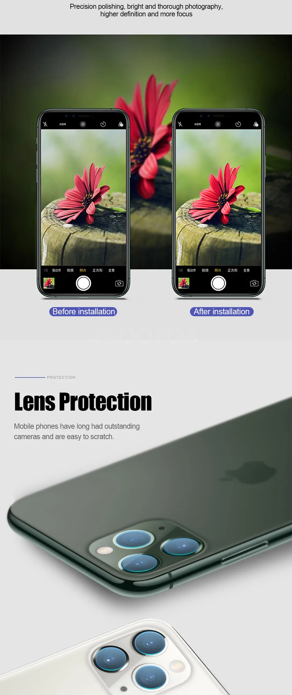 4-1Pcs Camera Protector Glass For iPhone 11 X XR XS /Pro Max Screen Protector Glass For iPhone 7 8 6 6s Plus Lens Tempered Glass 23