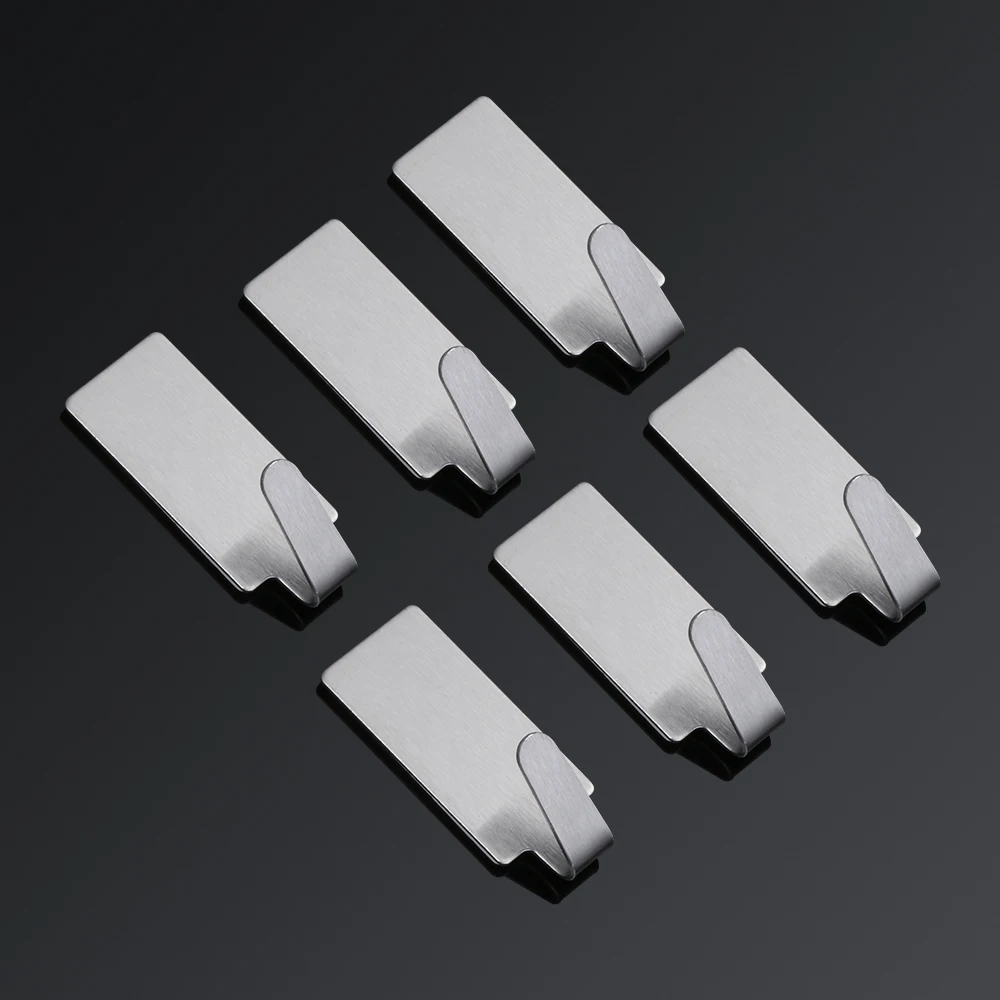 Generic 6 Pcs Self Adhesive Hooks Stainless Steel Super Strong Sticky