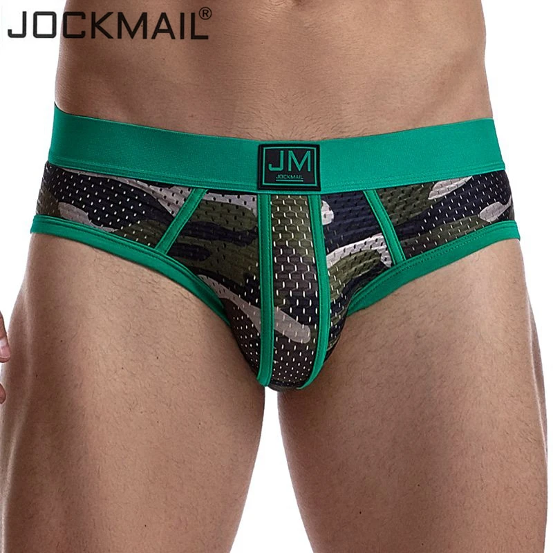 Трусы-брифы JOCKMAIL мужские сетчатые камуфляжное нижнее белье дышащие трусы с