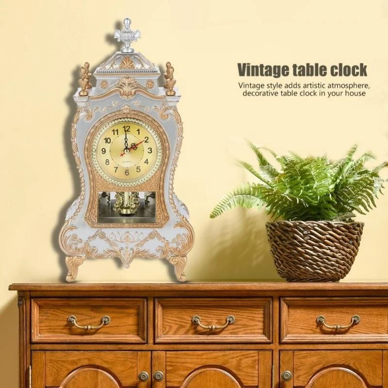 

Desk Alarm Clock Vintage Clock Classical Royalty Sitting Room Desk Imperial Furnishing Creative Sit Pendulum Clock