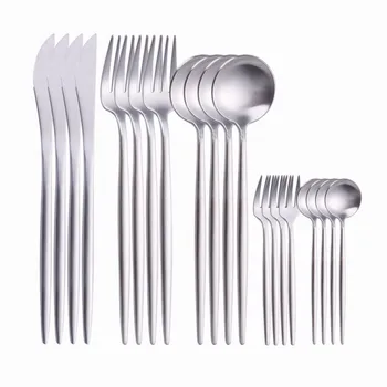 Silverware Tableware Utensils Set Matte Cutlery Sets 20Pcs Dinner Knife Salad Fork Tea Spoon Stainless Steel Gold Dinnerware Set 
Silverware Tableware Utensils Set Matte Cutlery Sets 20Pcs Dinner Knife Salad Fork Tea Spoon Stainless Steel Gold Dinnerware Set