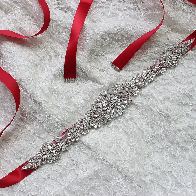 Фото Crystal Wedding Belts Satin Rhinestone Dress Belt Accessories Bridal Ribbon Sash for | Свадьбы и торжества