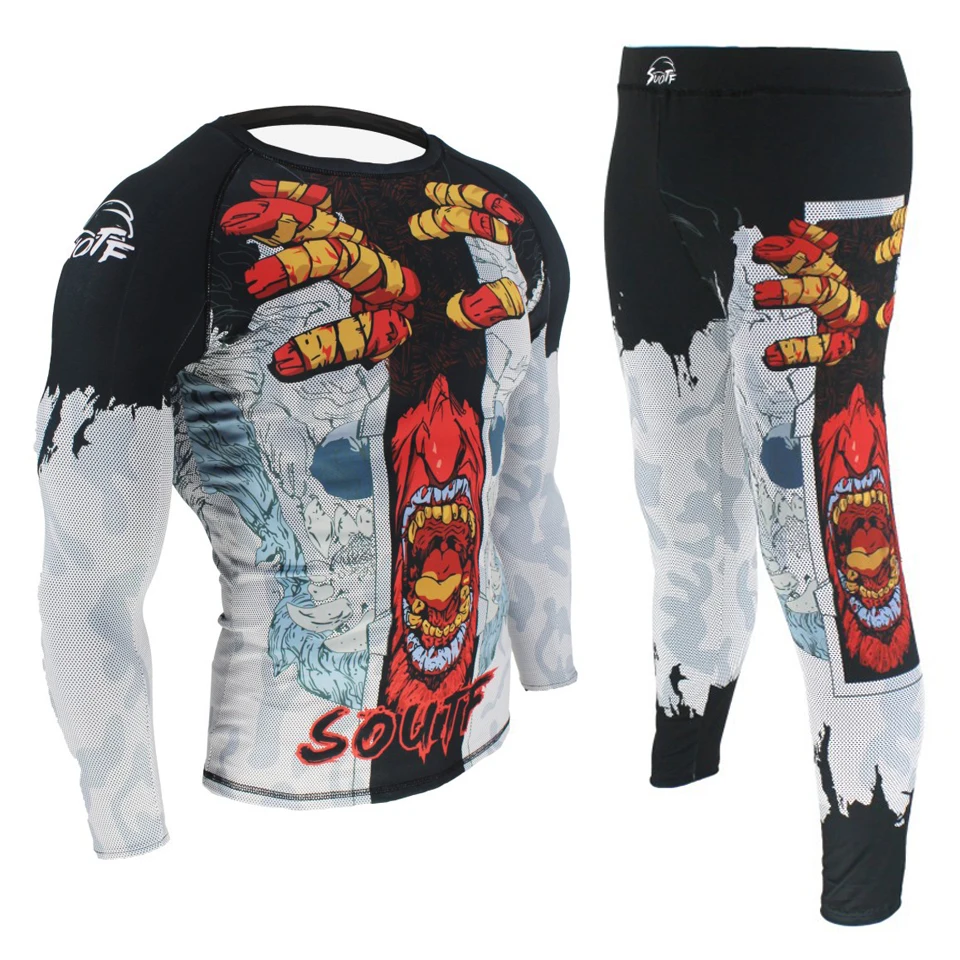 

mma compression shirt + pantalones muay thai Jiu Jitsu bjj rashguard mma t-shirts+pant set rash guard gi boxing jerseys clothing