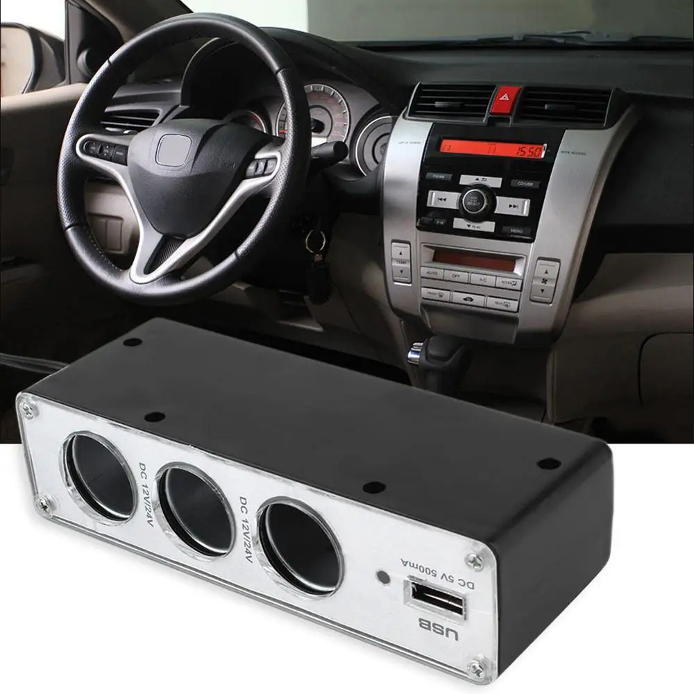 Portable Car 3 Way Car Lighter Splitter Charger Power Adapter DC+USB 3 Port Plug 12V-24V splitter lighter cigarettee lighter
Portable Car 3 Way Car Lighter Splitter Charger Power Adapter DC+USB 3 Port Plug 12V-24V splitter lighter cigarettee lighter