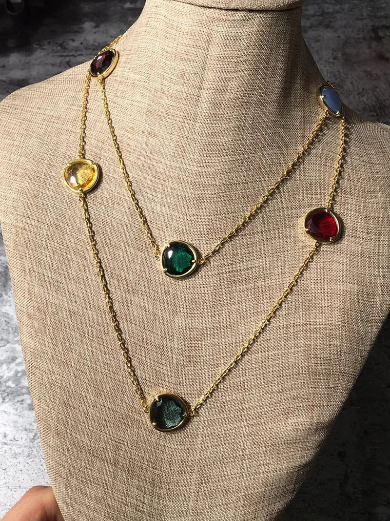 Famous Brand jewelry Multicolor Candy Faceted Crystal Stone Pendant Necklace Fashion Women Girls Party sweater chain Jewelry
Famous Brand jewelry Multicolor Candy Faceted Crystal Stone Pendant Necklace Fashion Women Girls Party sweater chain Jewelry